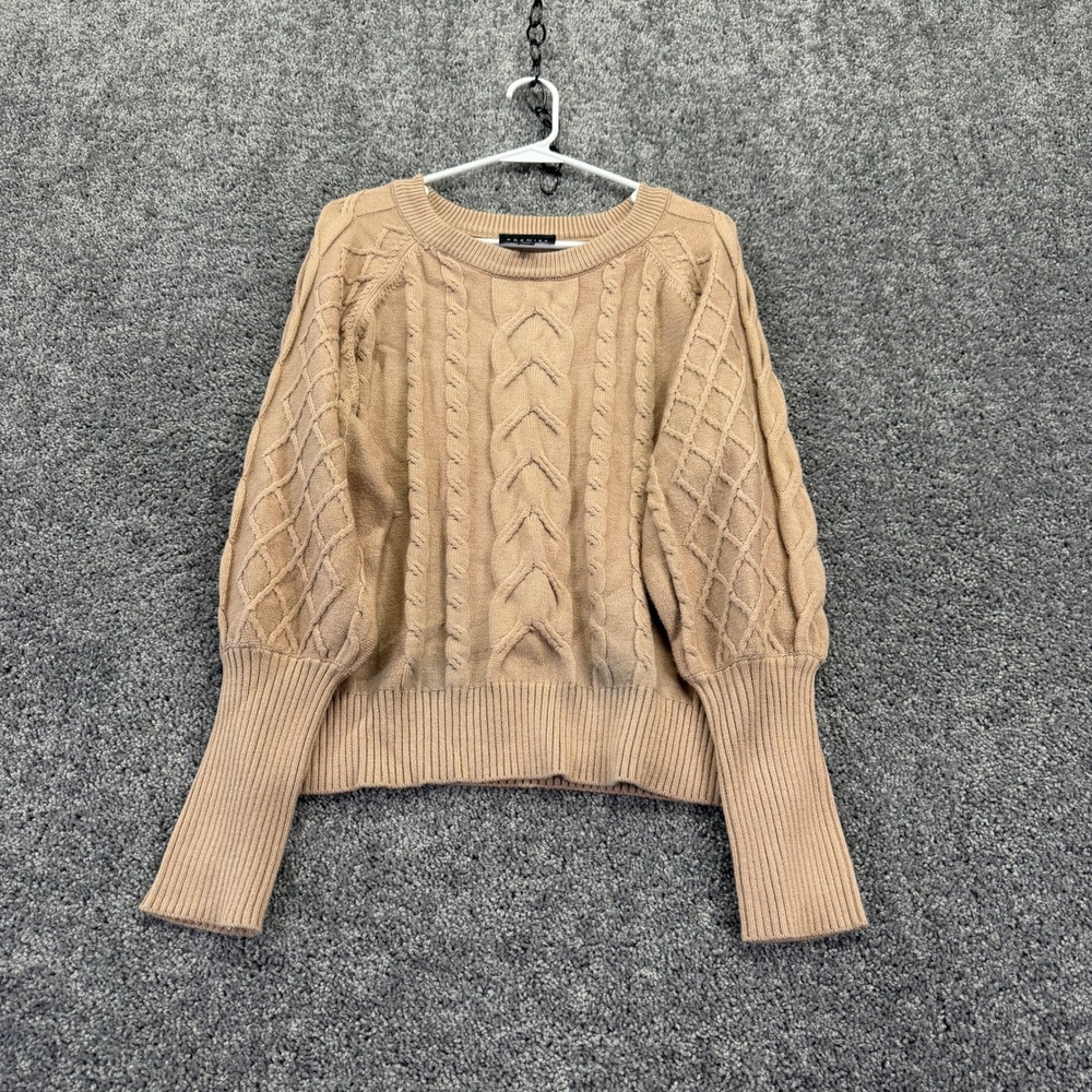 Premise Sweater Womens XL Beige Cable Knit Balloon Sleeve